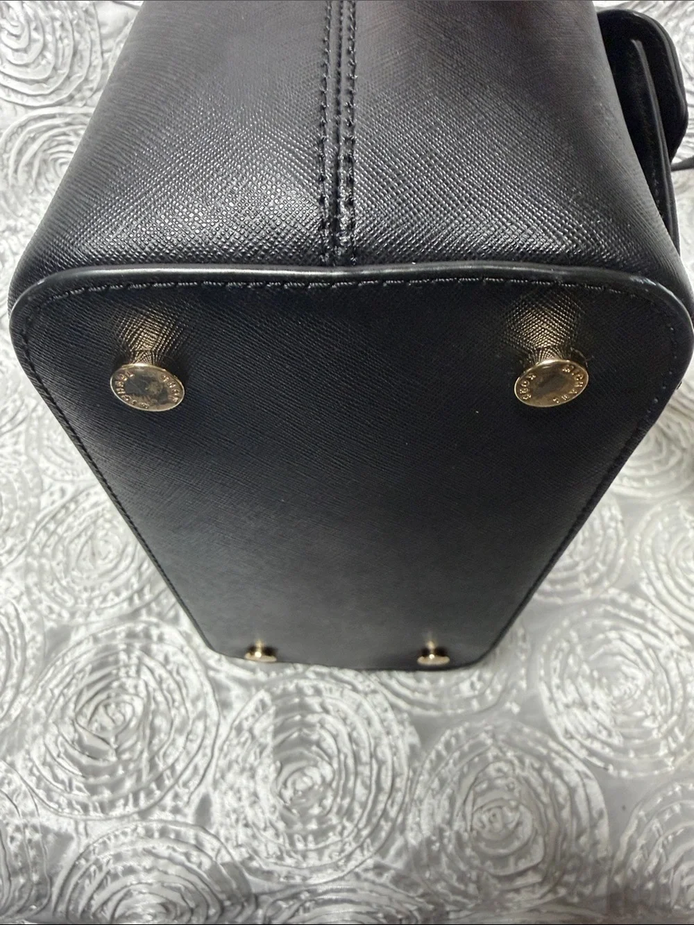 Michael Kors Black Saffiano Tote with Gold MK Charm
